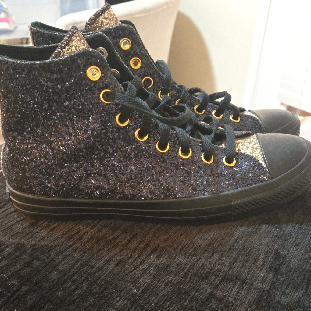 Converse Black and Gold Glitter High-Tops